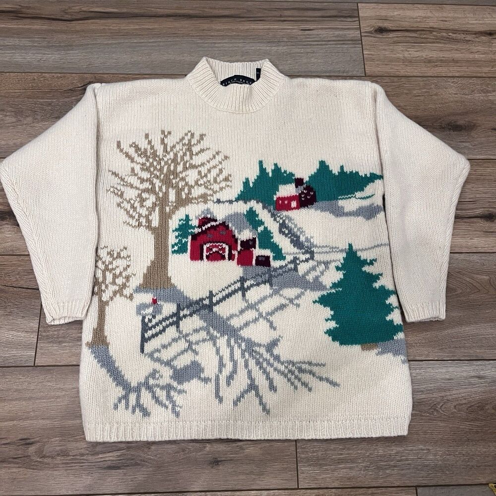 Vintage Birch Bros The Eagles Eye Knit Shetland Wool Sweater Winter Farm Sz S/M